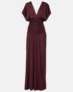 AYA MUSE Anara Ruched Maxi Dress - Purple