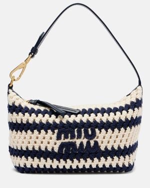 Miu Miu Logo Crochet Shoulder Bag - Blue