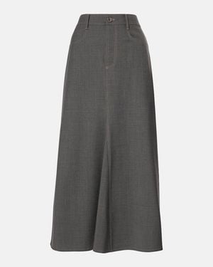 Brunello Cucinelli Wool-Blend Midi Skirt - Gray