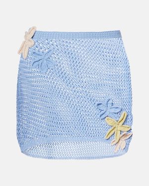 Bananhot Cori Open-Knit Lame Miniskirt - Blue