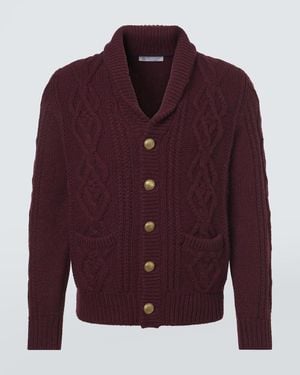 Brunello Cucinelli Cable-Knit Cashmere Cardigan - Red
