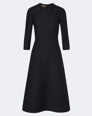 Valentino Crepe Couture Embellished Midi Dress - Black