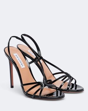 Aquazzura Talk To Me Patent Leather Slingback Sandals - Metallic