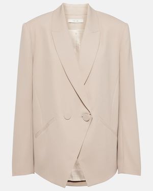The Sei Double-Breasted Crepe Blazer - Natural
