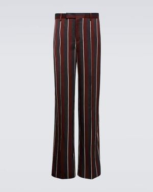 Versace High-Rise Striped Straight Crepe Trousers - Brown