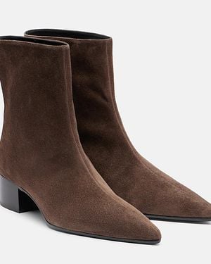 KHAITE Andee Suede Ankle Boots - Brown