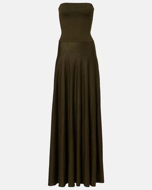 Alaïa Linen-Blend Bustier Dress - Green