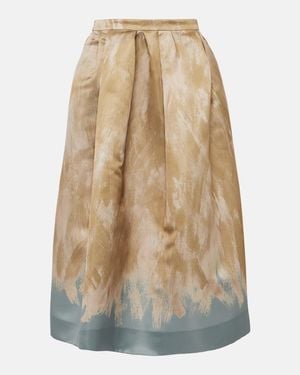 Dries Van Noten Printed High-Rise Midi Skirt - Natural