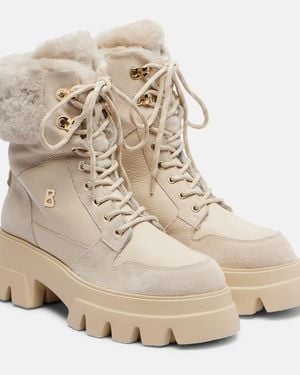 Bogner Sapporo Suede And Leather Combat Boots - Natural