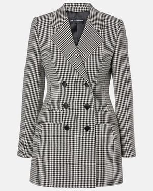 Dolce & Gabbana Virgin Wool-Blend Houndstooth Jacket - Grey