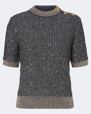Balmain Sequined Lame Sweater - Grey