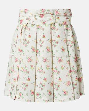 ShuShu/Tong Floral Pleated Miniskirt - Natural
