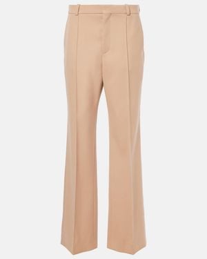 Chloé High-Rise Wool Straight Pants - Natural