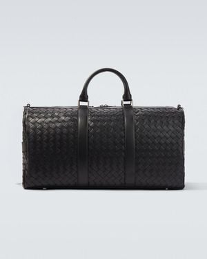 Bottega Veneta Intrecciato Leather Duffel Bag - Black