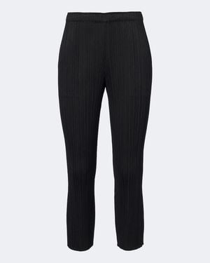 Pleats Please Issey Miyake Basics Cropped Pleated Slim Trousers - Black