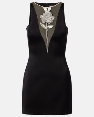 David Koma Embellished Floral Satin Minidress - Black