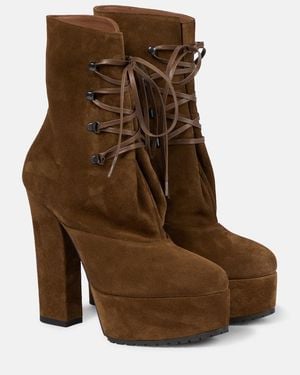 Alaïa Trekk Suede Ankle Boots - Brown