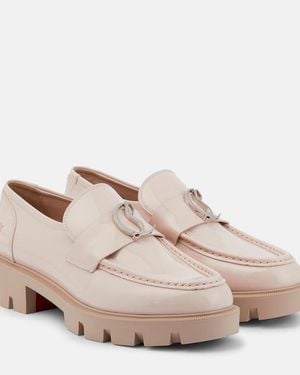 Christian Louboutin Cl Moc Lug Patent Leather Loafers - Pink