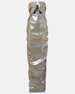 Rick Owens Prong Sequined Denim Gown - Metallic