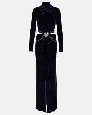 Rabanne Crystal-Embellished Velvet Maxi Dress - Blue