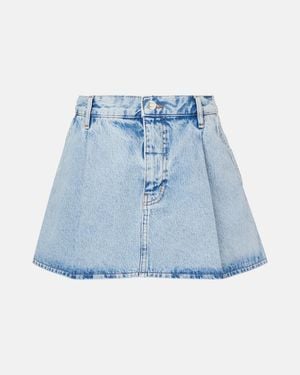 FRAME Pleated Denim Miniskirt - Blue