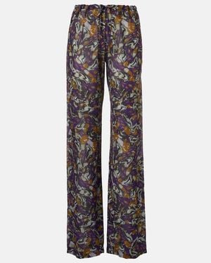 Dries Van Noten Printed Wide-Leg Pants - Gray