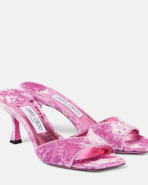 Jimmy Choo Skye 70 Velvet Mules - Pink