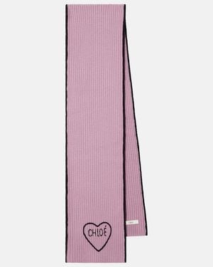 Chloé Encour Wool And Cashmere Scarf - Purple