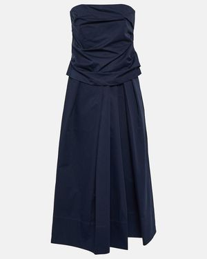 Co. Vestido Midi De Algodon Y Seda - Azul