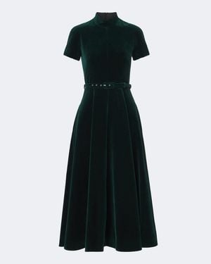 Emilia Wickstead Midikleid Camilla Aus Baumwoll-Samt - Schwarz