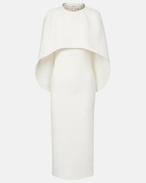 Roland Mouret Caped Crystal-Embellished Crepe Midi Dress - White