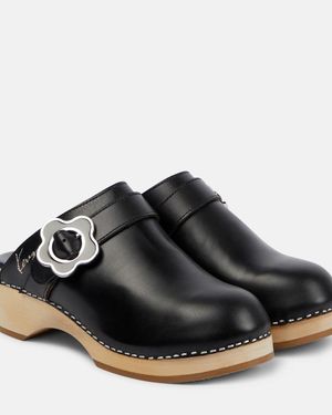 KENZO Buckle-Detail Leather Clogs - Black