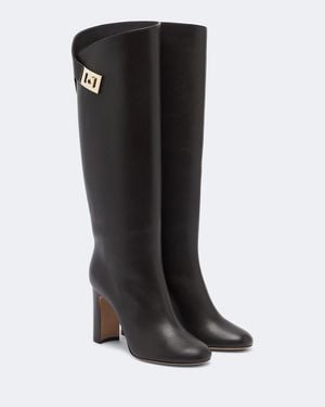 Ferragamo Kniehohe Stiefel Aus Leder - Schwarz