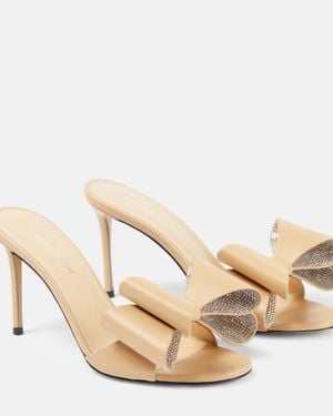 Mach & Mach Le Cadeau 95 Embellished Leather Mules - Natural