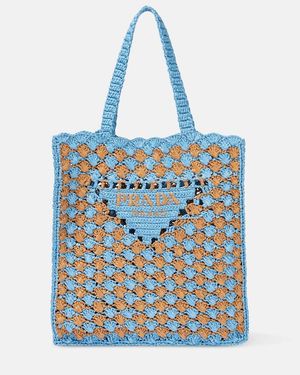 Prada Tote Aus Haekelstrick - Blau