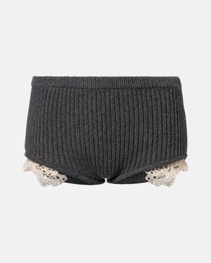 Magda Butrym Crochet-Trimmed Cashmere Shorts - Black