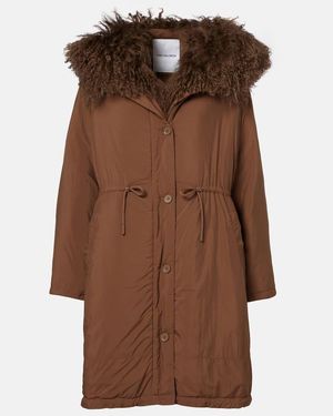 Yves Salomon Daunenmantel Doudoune Mit Shearling - Braun