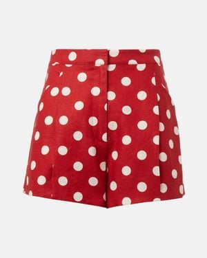 Posse Rosalie Polka-Dot Linen Shorts - Red