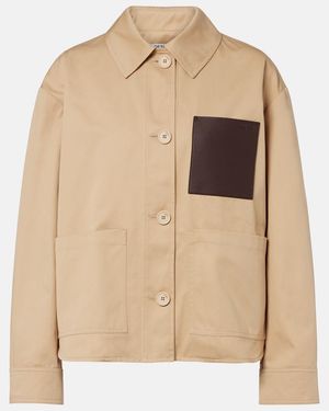 Loewe Leather-Trimmed Cotton Jacket - Natural