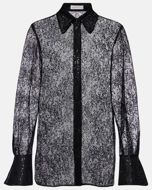 Nina Ricci Sequined Lace Shirt - Black