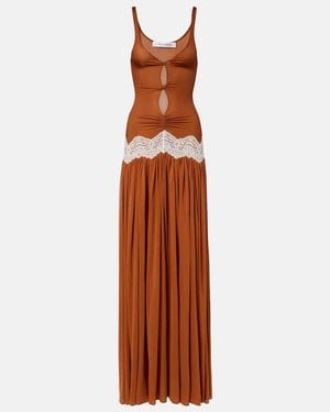 Christopher Esber Cutout Lace-Trimmed Gown - Brown