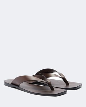 A.Emery Kinto Leather Thong Sandals - Brown
