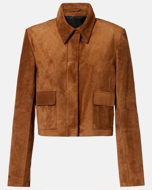 Nour Hammour Bleeker Cropped Suede Jacket - Brown