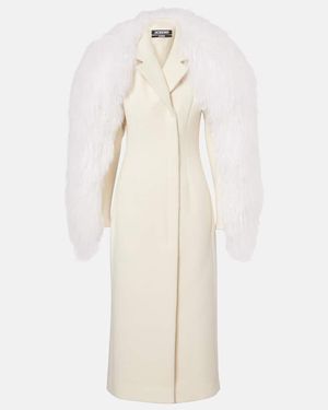 Jacquemus Mantel Boa Aus Schurwolle Mit Shearling - Natur