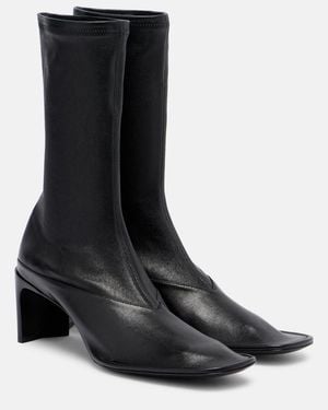 Jil Sander Trunk Leather Mid-Calf Boots - Black