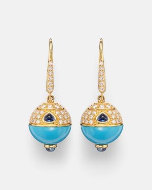 Marina B 18Kt (750/1000) Earrings With, Sapphire, And Diamonds - Blue