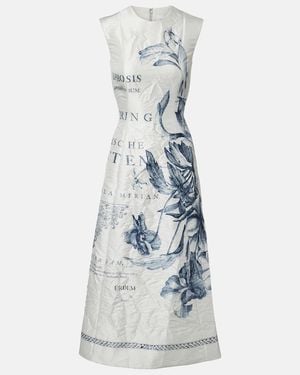 Erdem Printed Satin Twill Midi Dress - Blue