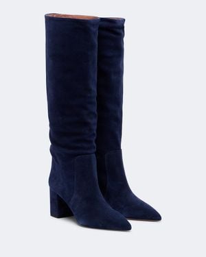Paris Texas Kniehohe Stiefel Anja Aus Veloursleder - Blau