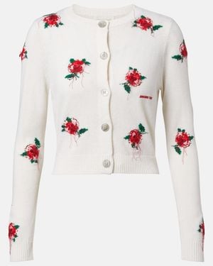 ShuShu/Tong Cardigan De Lana Floral - Blanco