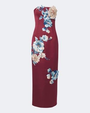 LEO LIN Rayna Floral-Applique Bustier Dress - Red